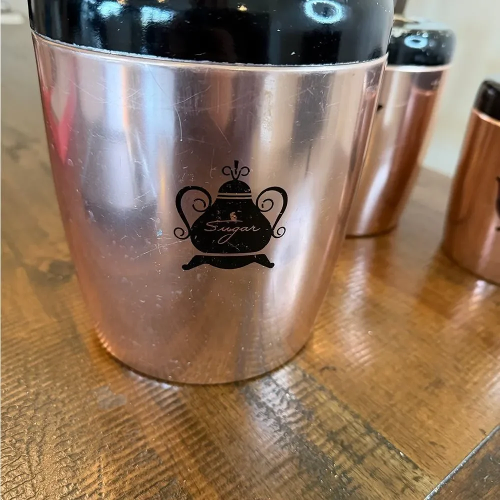 West Bend Copper Colored Aluminum Canisters Coffee-Sugar-Tea